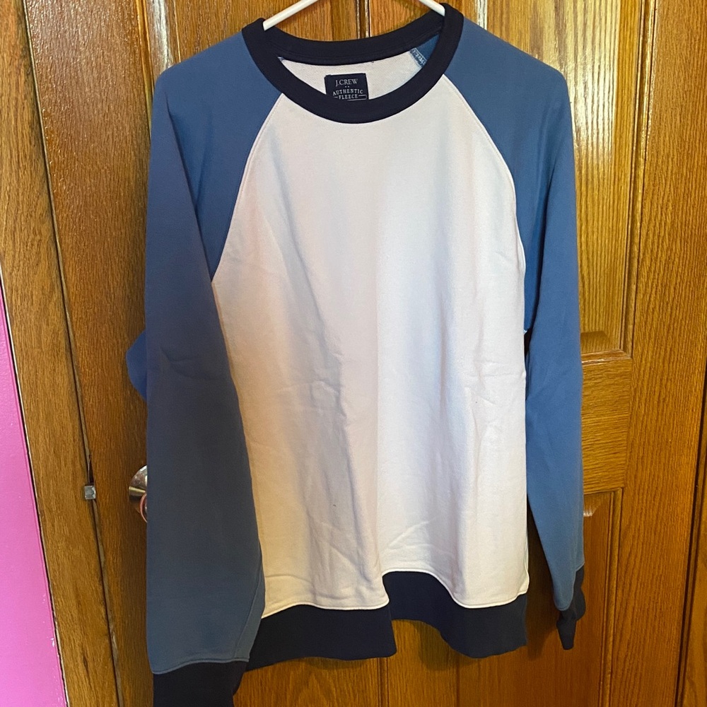 J. Crew Blue and White Crewneck Sweater